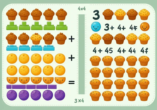 Visualizing multiplication as objects in rows and columns