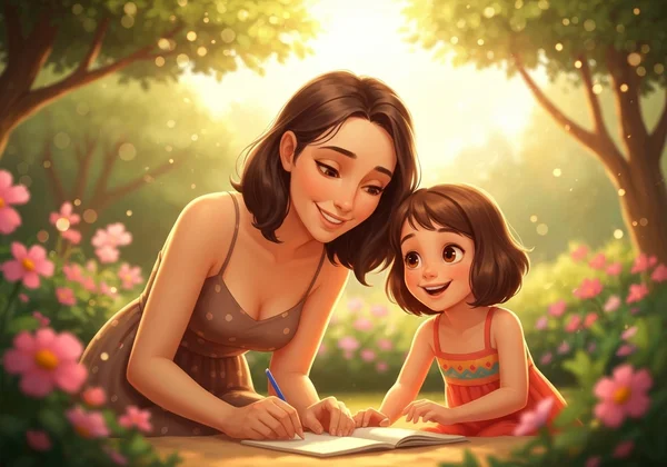 Parent and child learning math positively together.