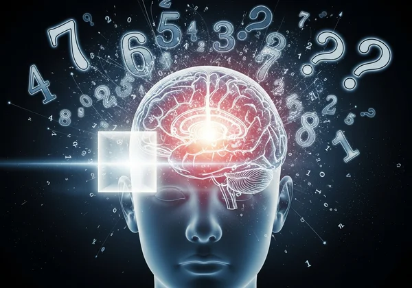 Abstract visualization of a child struggling with math anxiety