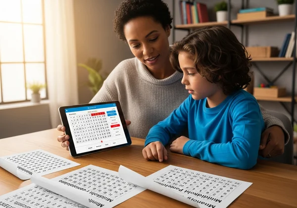 Parent and child learning math using multilingual resources